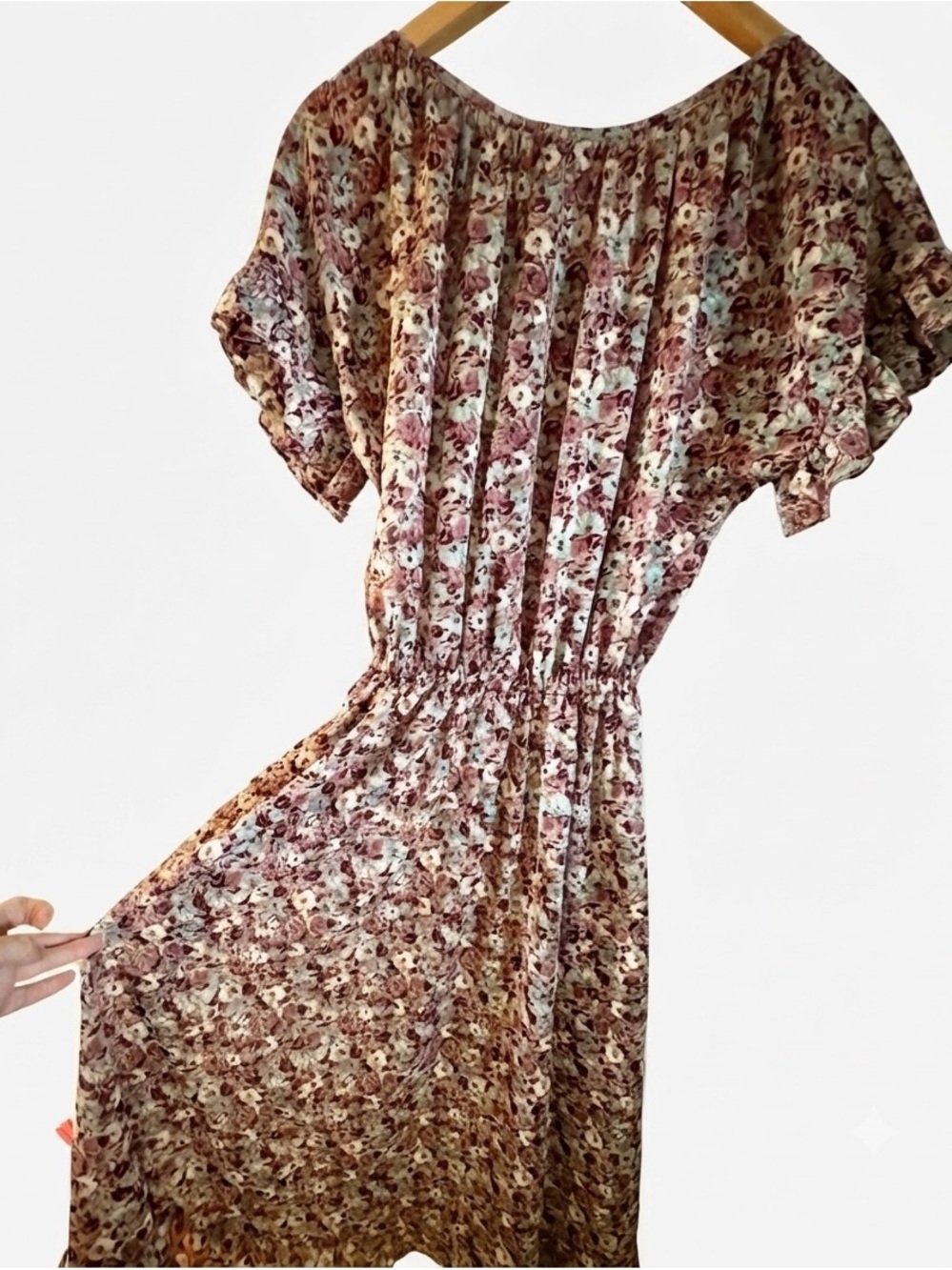 Vintage Oops California Sheer Floral Midi Dress in Dusty Rose - Women